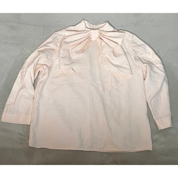 ZARA Cream High-Neck Bow Detail Blouse Long Sleeve Women’s Size M - Picture 3 of 6